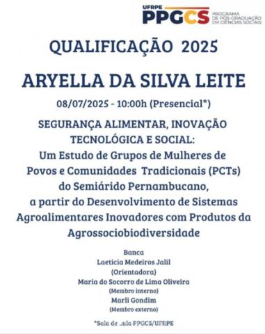 Qualificação PPGCS - Mestranda Aryella da Silva leite