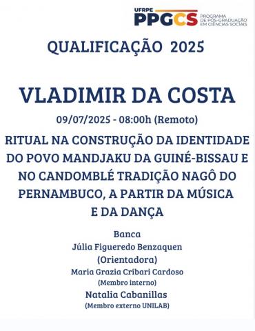 Qualificação PPGCS - Mestrando Vladimir da Costa