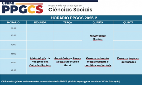 Horário 2025.2 PPGCS